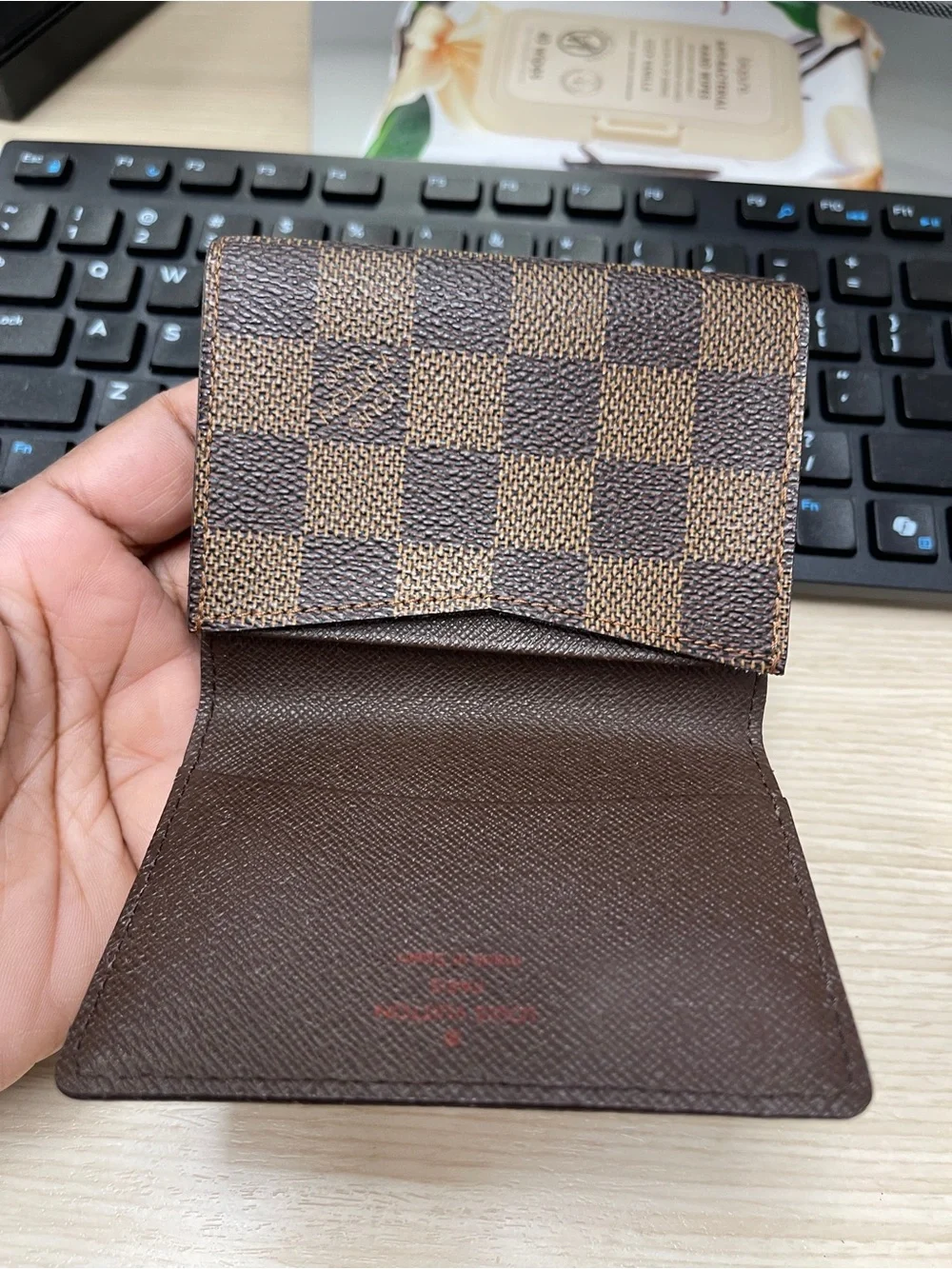 Authentic Louis Vuitton Damier Ebene Coated Canvas Card Holder EUC w/COA Include